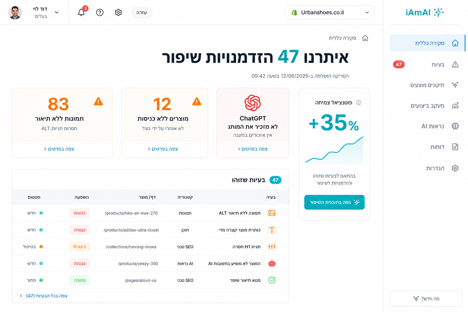 צילום של הממצאים מהסריקה — מה מונע מהחנות להופיע בגוגל ובכלי AI